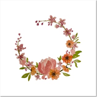 asymmetrical floral wreath Posters and Art